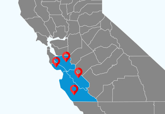 Monterey County, Santa Cruz County, San Benito County, Santa Clara County